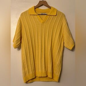 Zara Mustard Textured Knit Top